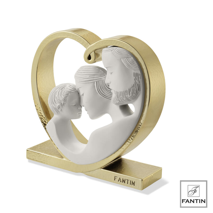 Fantin Argenti - Sacra Famiglia nel Cuore Bianca con Base Oro (20 cm)