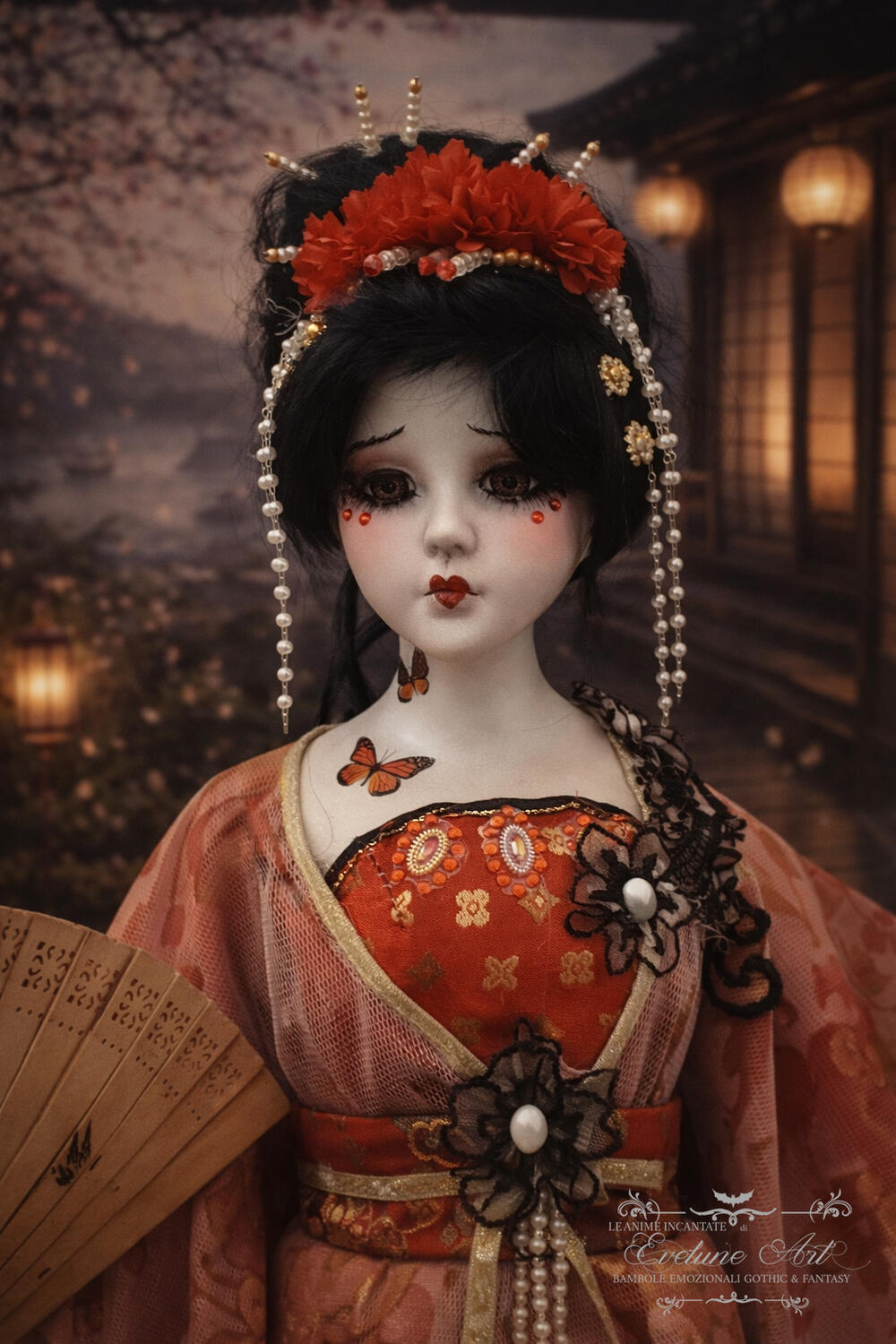 Madame Butterfly bambola in porcellana