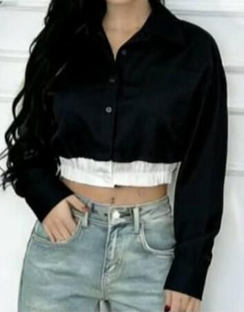 camicia corta con taglio cropped corto in vita vari colori taglia unica