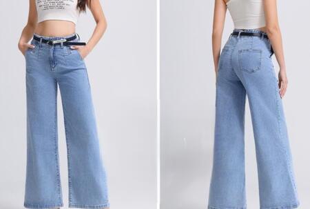 Jeans alta vita palazzo completo di cintuta vari colori taglie dalla XS alla XL