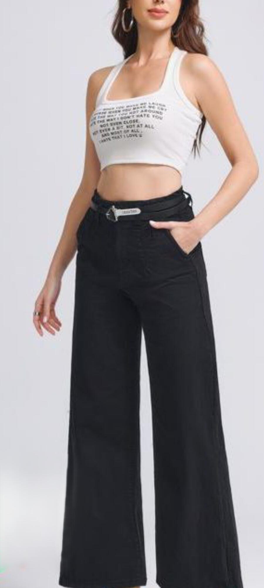 Jeans alta vita palazzo completo di cintuta vari colori taglie dalla XS alla XL