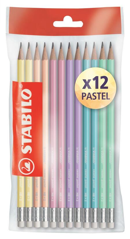 SCATOLA 12 Matite STABILO Swano Pastel / Fluo HB