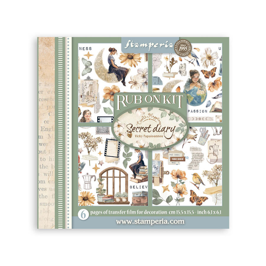 Rub on kit Secret Diary 6 pagine