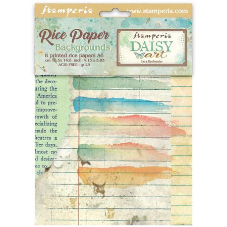 Selezione 8 Carta di riso Fto A6 Backgrounds Daisy Art