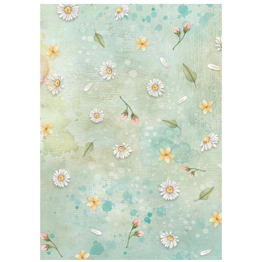 Selezione 8 Carta di riso Fto A6 Backgrounds Daisy Art