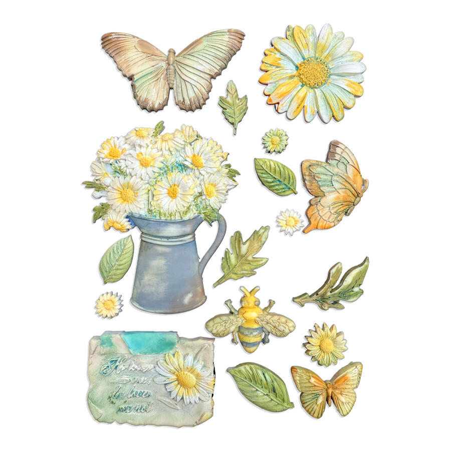 Stampo in silicone A5 Daisy Art Margherite e farfalle