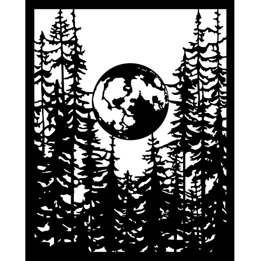 Stencil spesso 20 x 25 cm Herbarium Silvae luna nella foresta