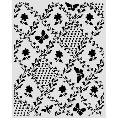 Stencil spesso 20 x 25 cm Daisy Art texture farfalla e margherite