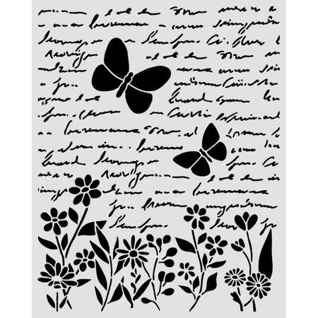 Stencil spesso 20 x 25 cm Daisy Art texture lettera e farfalle 