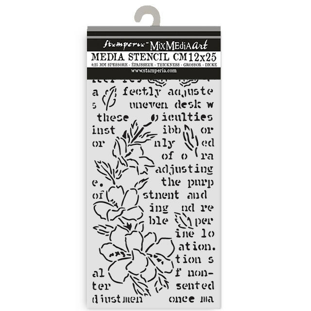 Stencil spesso 12 x 25 cm Secret Diary farfalla e fiori