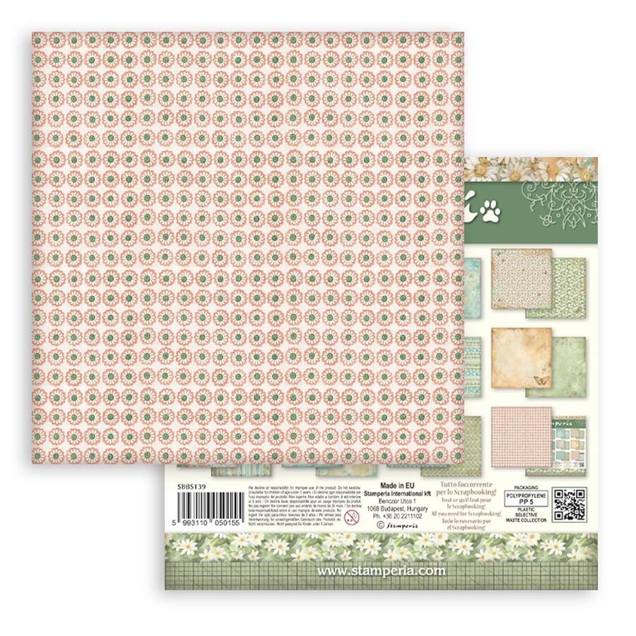 Blocco 10 fogli 20,3 x 20,3 Double Face Backgrounds Daisy Art