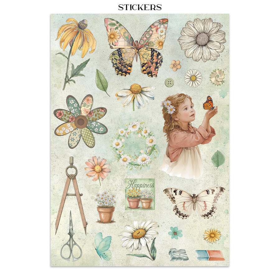 Junk Journal stickers, cut-outs, backgrounds Daisy Art
