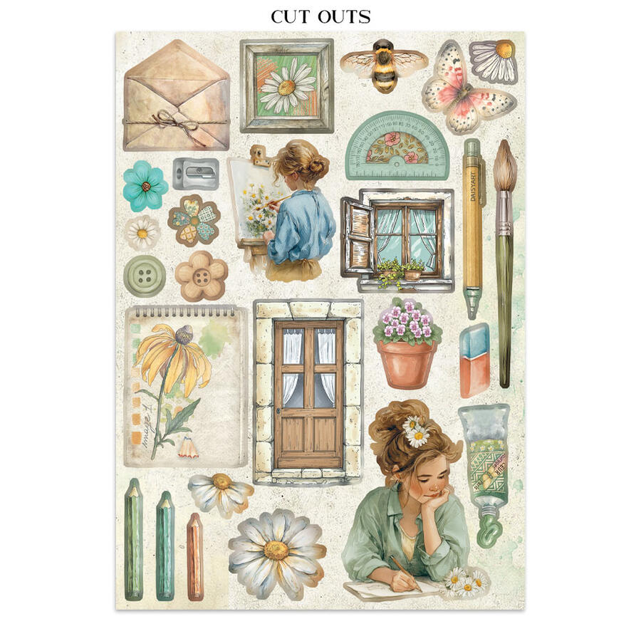 Junk Journal stickers, cut-outs, backgrounds Daisy Art