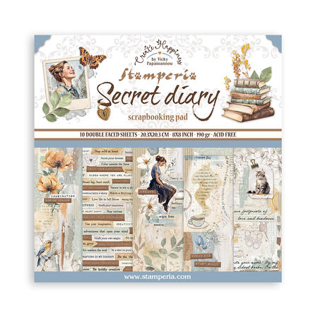 Blocco 10 fogli 20,3 x 20,3 Double Face Secret Diary