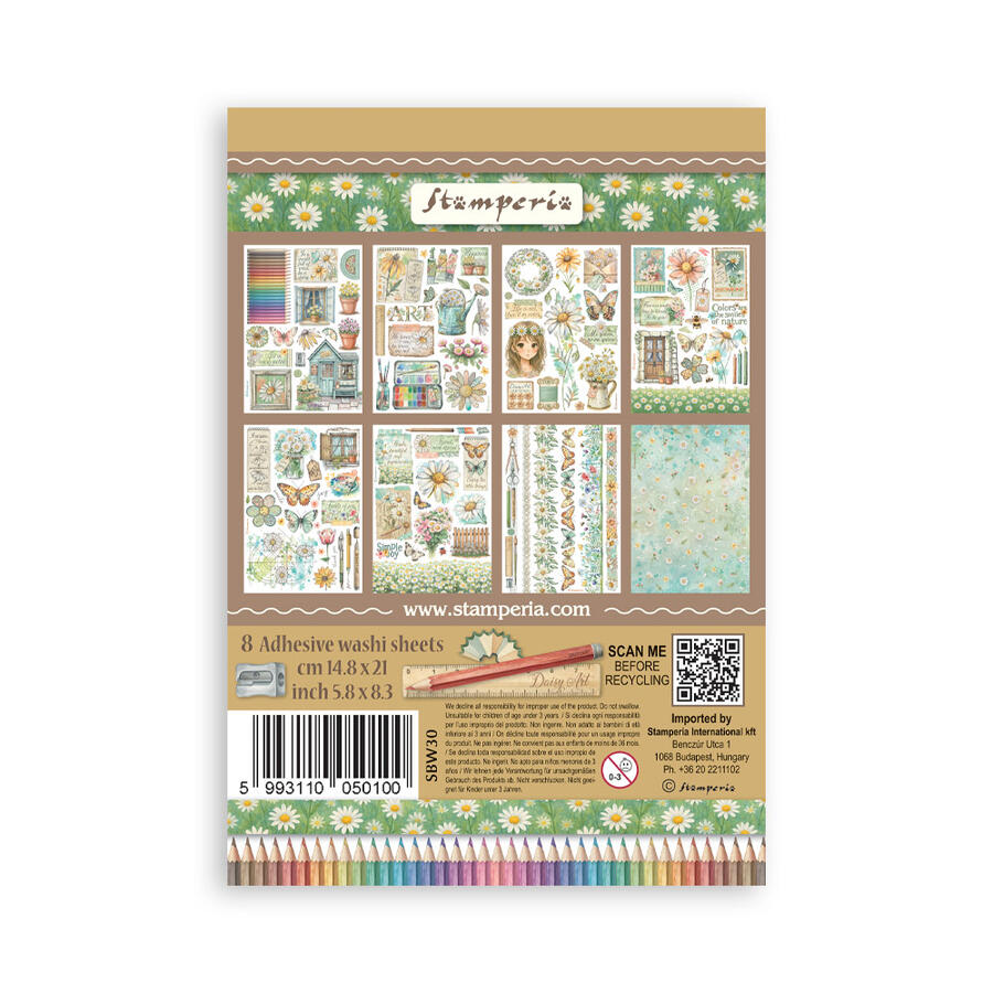 Washi Pad 8 sheets A5 Daisy Art