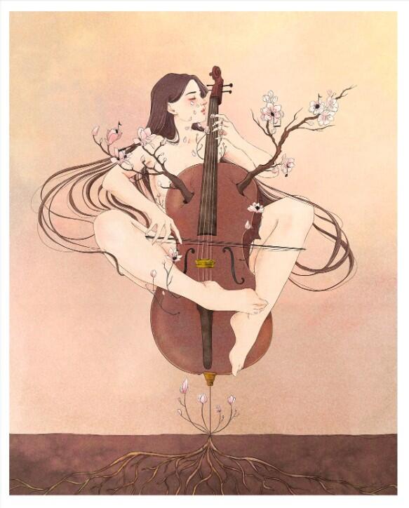 GIULIA ROSA - STAMPA ARTISTICA  30x40 cm: The Cello song