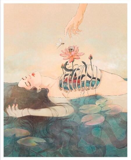 GIULIA ROSA - STAMPA ARTISTICA  30x40 cm: Nimphaea Alba