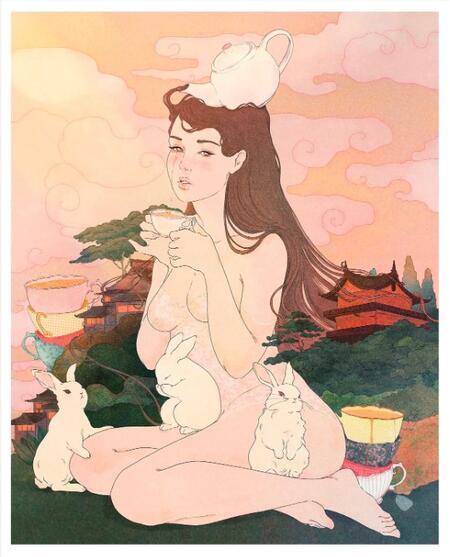 GIULIA ROSA - STAMPA ARTISTICA  30x40 cm: Madame Tea