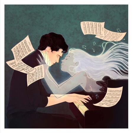 GIULIA ROSA - STAMPA ARTISTICA  30x30 cm: I tell my piano the things I used to tell you