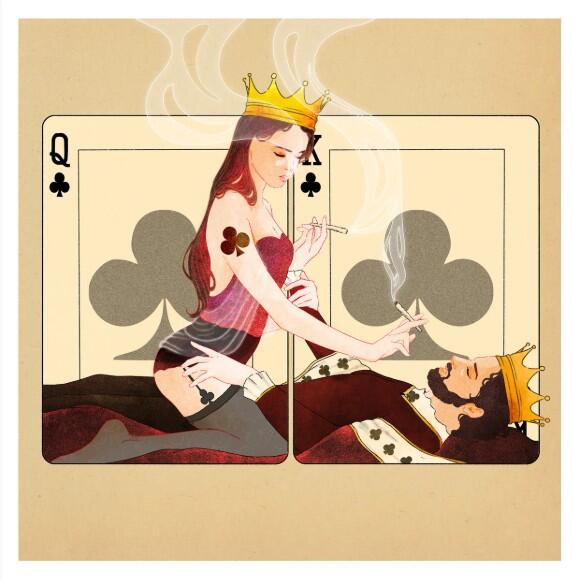 GIULIA ROSA - STAMPA ARTISTICA  30x30 cm: Queen and King of Clubs
