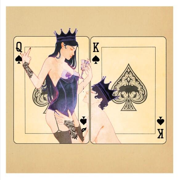 GIULIA ROSA - STAMPA ARTISTICA  30x30 cm: Queen and King of Spades