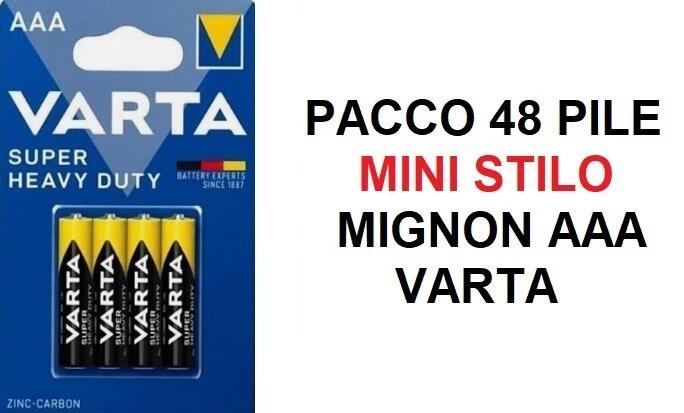 48 PILE BATTERIE VARTA AAA MINI STILO SUPER LIFE BATTERIA  QUALSIASI USO