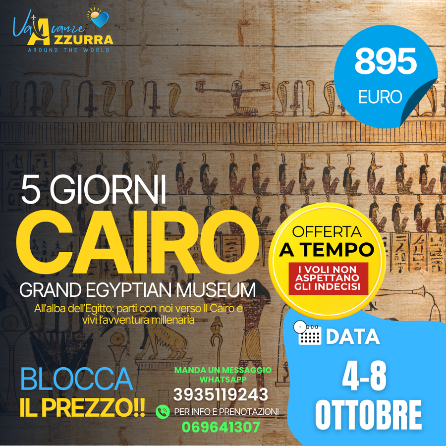 04 OTTOBRE 2026 𝗡𝗢𝗩𝗜𝗧À OTTOBRE - 𝟱 𝗚𝗜𝗢𝗥𝗡𝗜 𝗔𝗟 𝗖𝗔𝗜𝗥𝗢: GEM IL NUOVO MUSEO EGIZIO