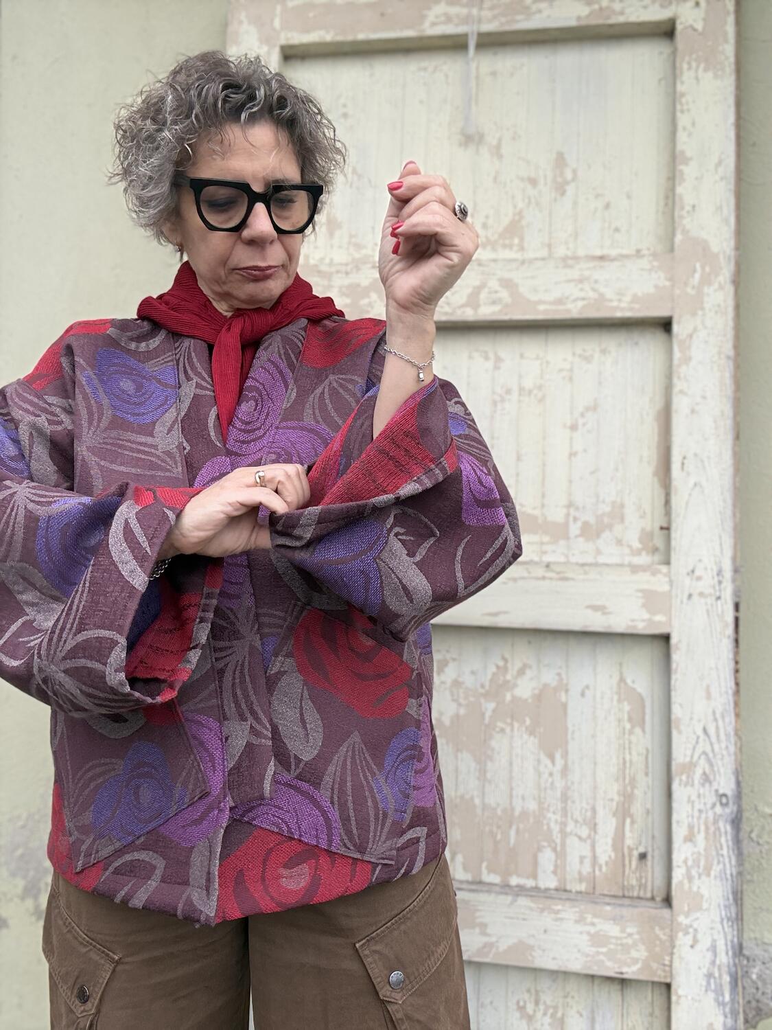 Kimono base marrone/viola