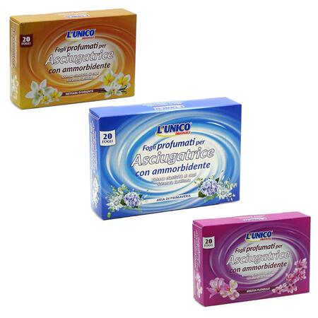 L' UNICO 20 FOGLI PROFUMATI PER ASCIUGATRICE (Confezione da 15 pezzi) 