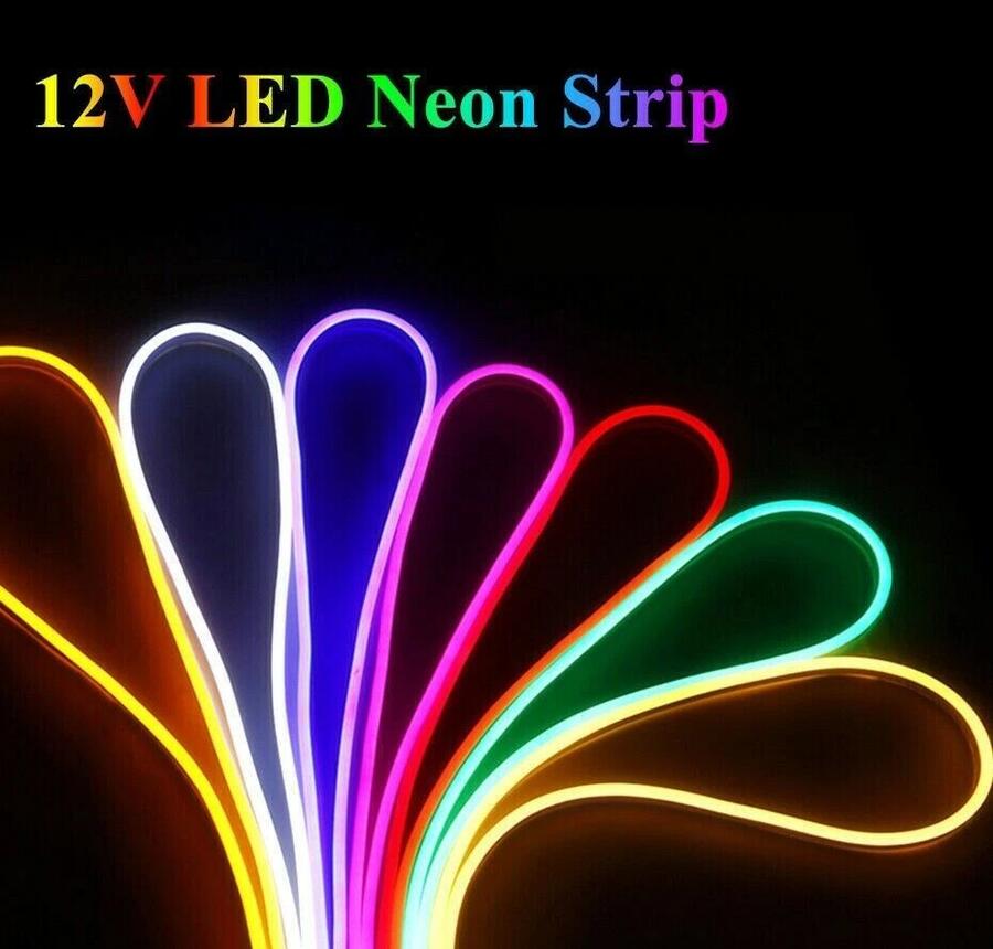 STRISCIA LED NEON FLEX IMPERMEABILE ESTERNO 5 METRI MODELLABILE 12V  IP65 SENZA ALIMENTATORE