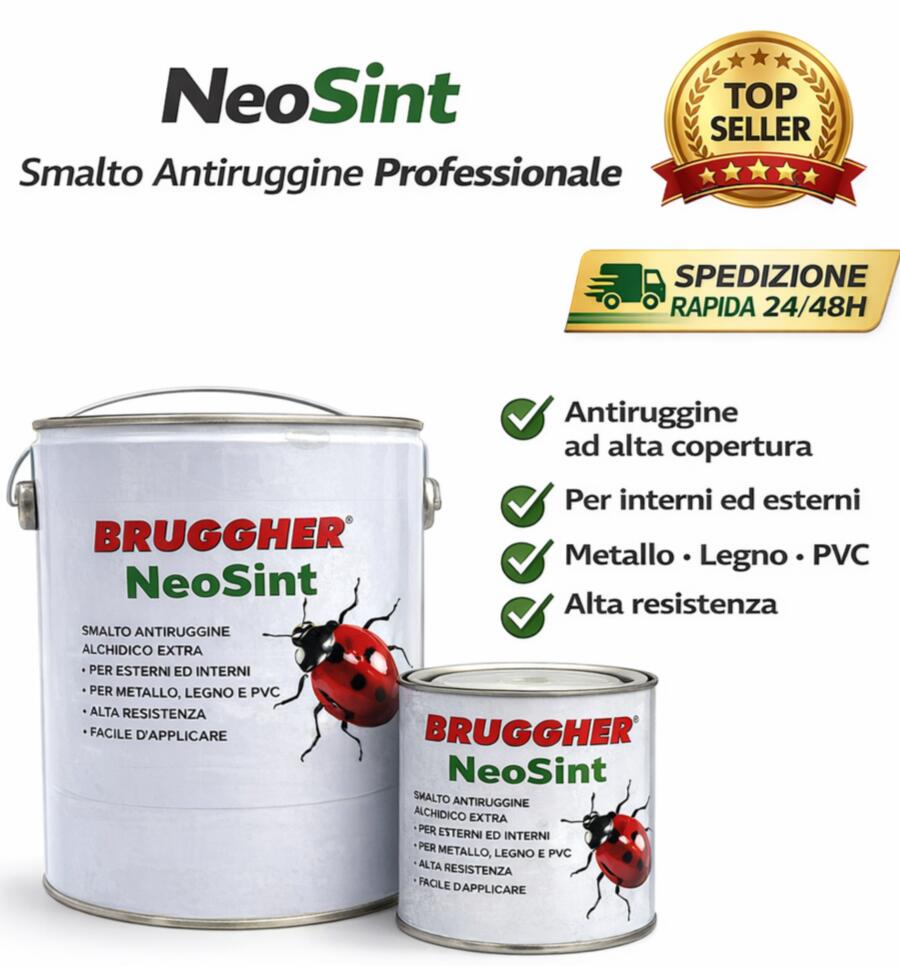 Smalto Sintetico Antiruggine Neosint Per Metallo, Legno, PVC, Termosifoni  ( LT 2,5 )