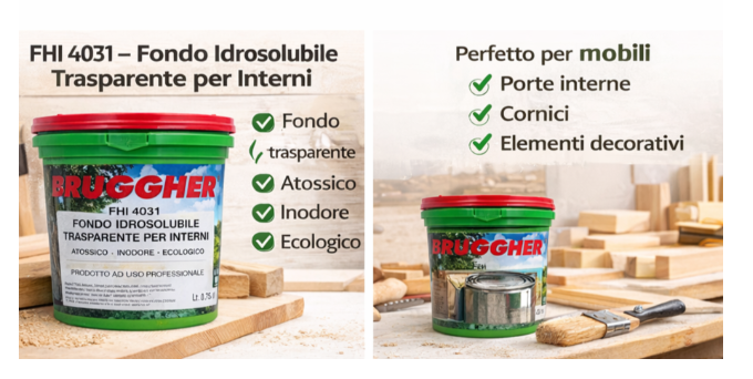 Fondo Idrosolubile Turapori per Legno all'Acqua TRASPARENTE per interni - Ml 0,75