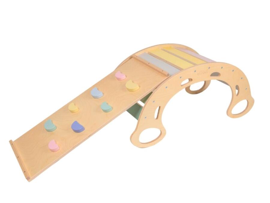 Dondolo Montessori pastello con scivolo