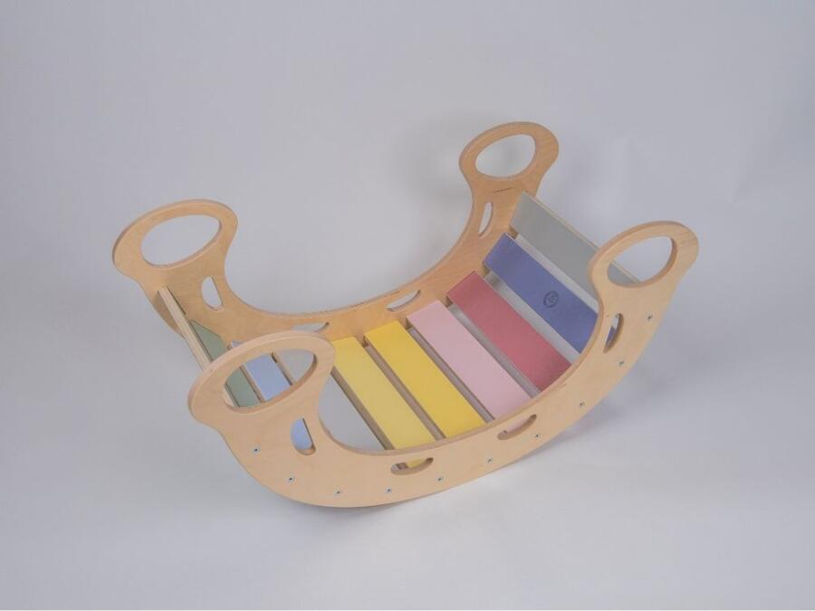 Dondolo Montessori pastello con scivolo