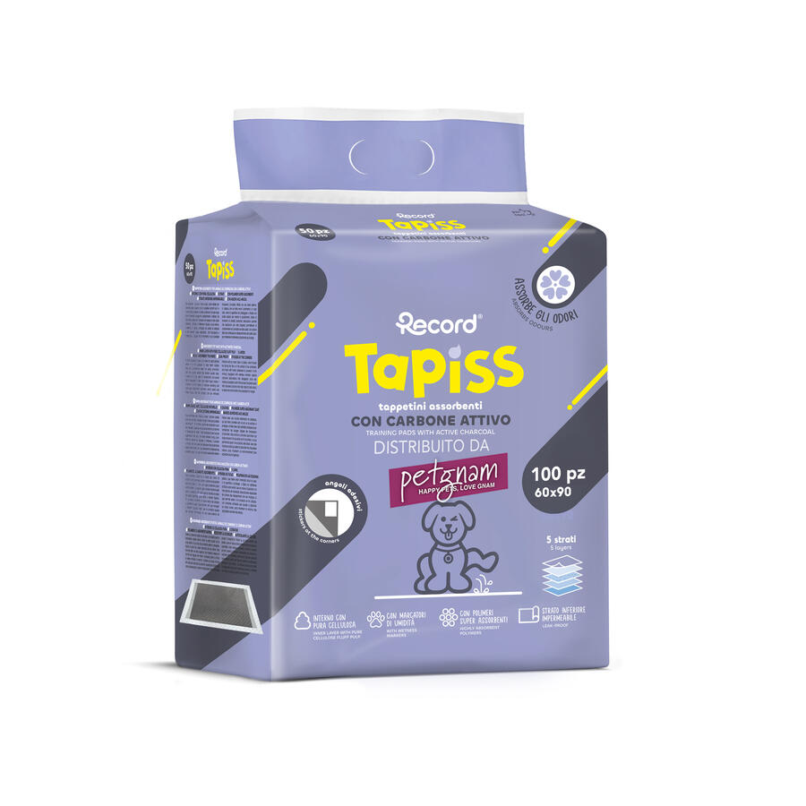 100 Tappetini assorbenti 60x90 per cani traverse carbone attivo Tapiss con indicatore intelligente