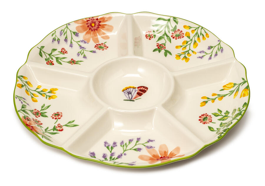 Palais Royal – Antipastiera Rotonda a 6 Scomparti Collezione Bouquet in Porcellana