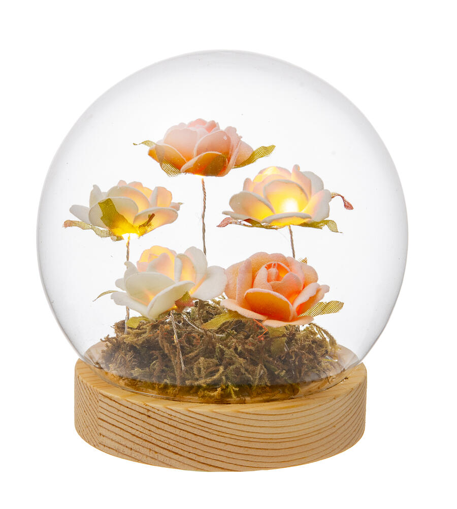 Palais Royal – Sfera LED con Rose Bianco/Arancio Ø12 cm