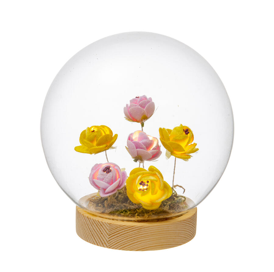 Palais Royal – Sfera LED con Rose Gialle/Rosa Ø15 cm