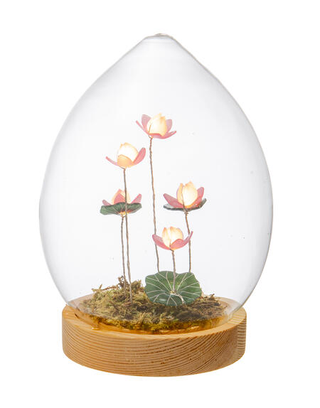 Palais Royal – Uovo in Vetro con Fiore di Loto LED 12x17 cm
