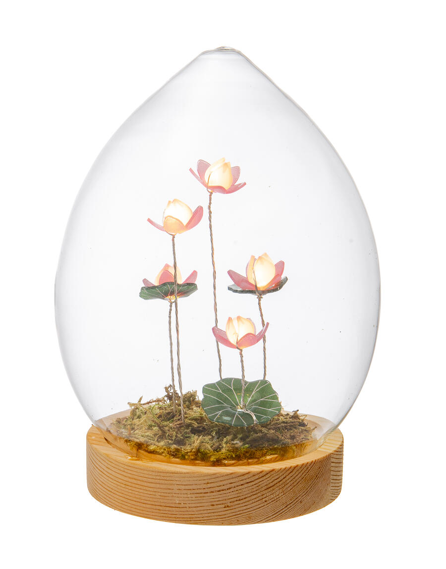Palais Royal – Uovo in Vetro con Fiore di Loto LED 12x17 cm