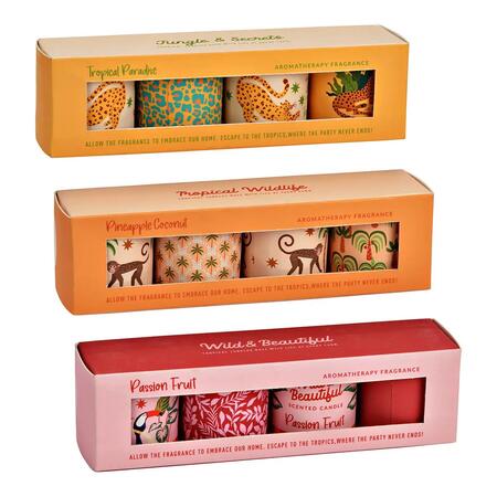 Lanterna con candela profumata in vetro set da 4