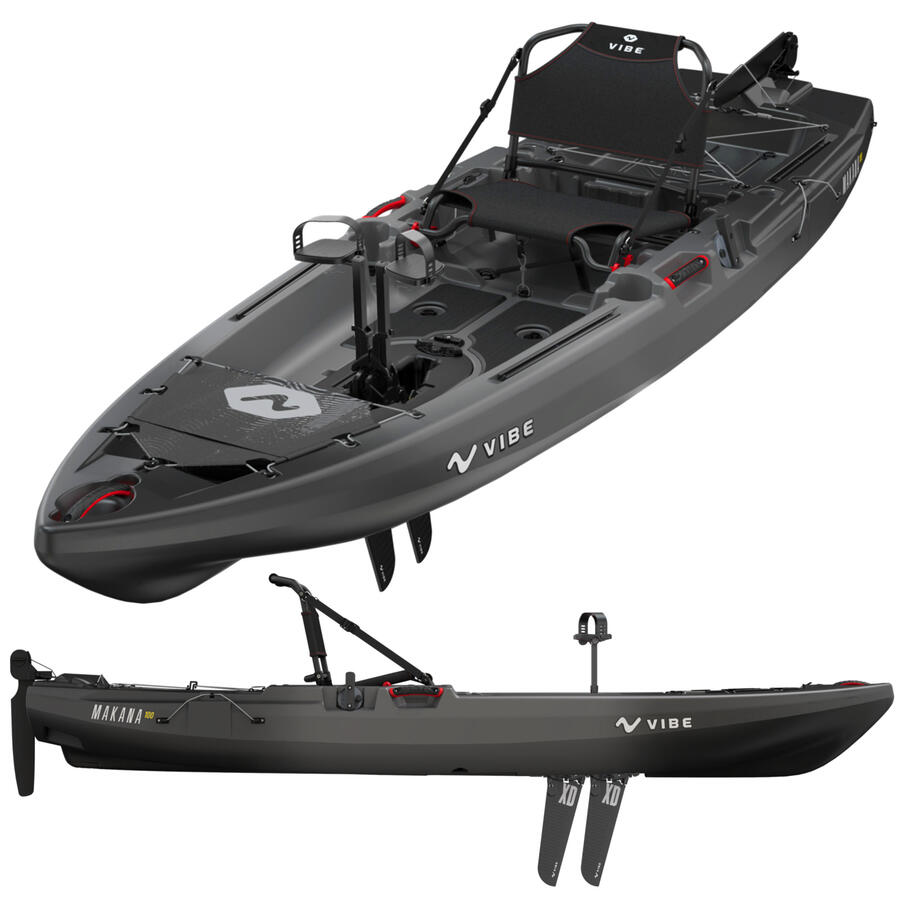 Kayak da pesca a pedali Vibe Makana 100 con sistema a pinnette X Drive - Raven - 305 cm