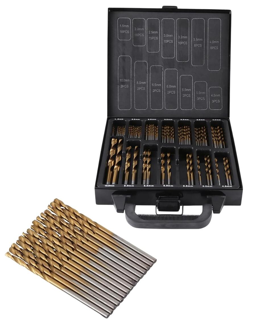 SET 99 PUNTE TRAPANO PROFESSIONALE METALLO LEGNO ALLUMINIO IN TITANIO + VALIGIA