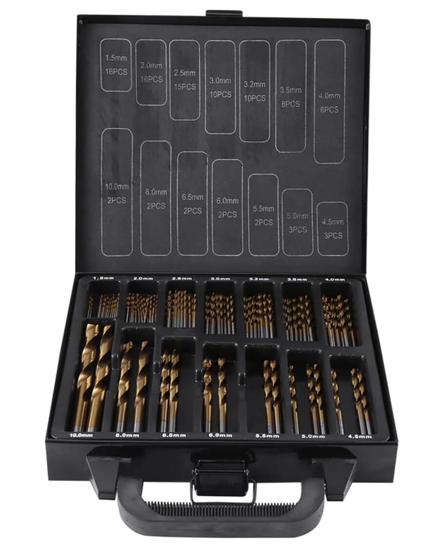 SET 99 PUNTE TRAPANO PROFESSIONALE METALLO LEGNO ALLUMINIO IN TITANIO + VALIGIA