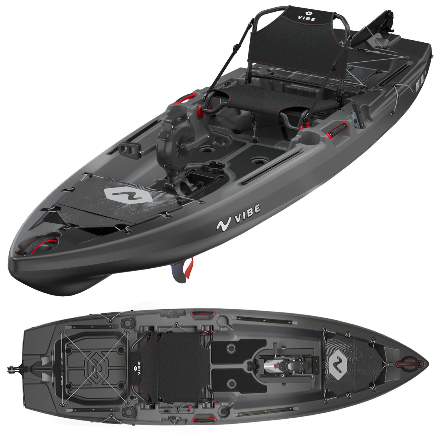 Kayak da pesca a pedali Vibe Makana 100 con sistema ad elica Impulse Drive - Raven - 305 cm