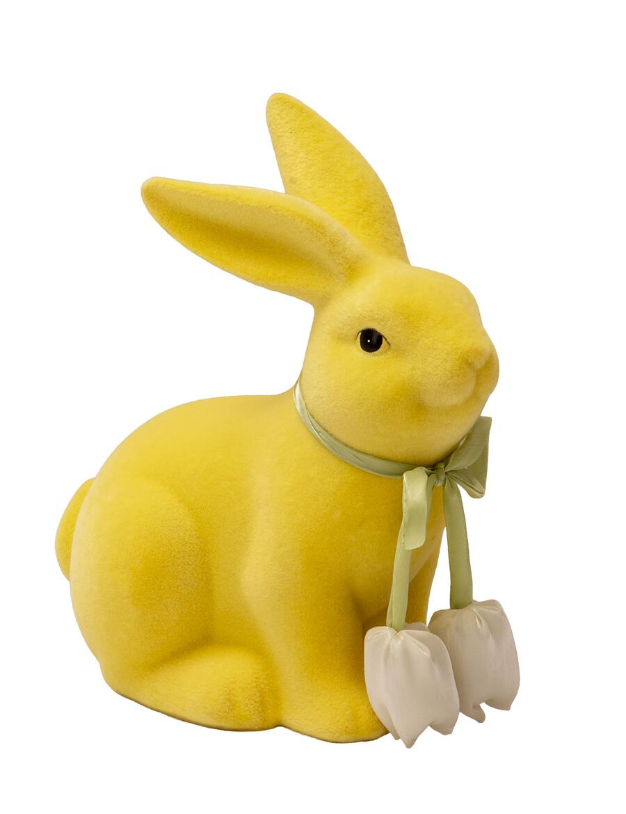 Palais Royal – Coniglio Giallo con Tulipano in Resina 18x9,5x20h cm