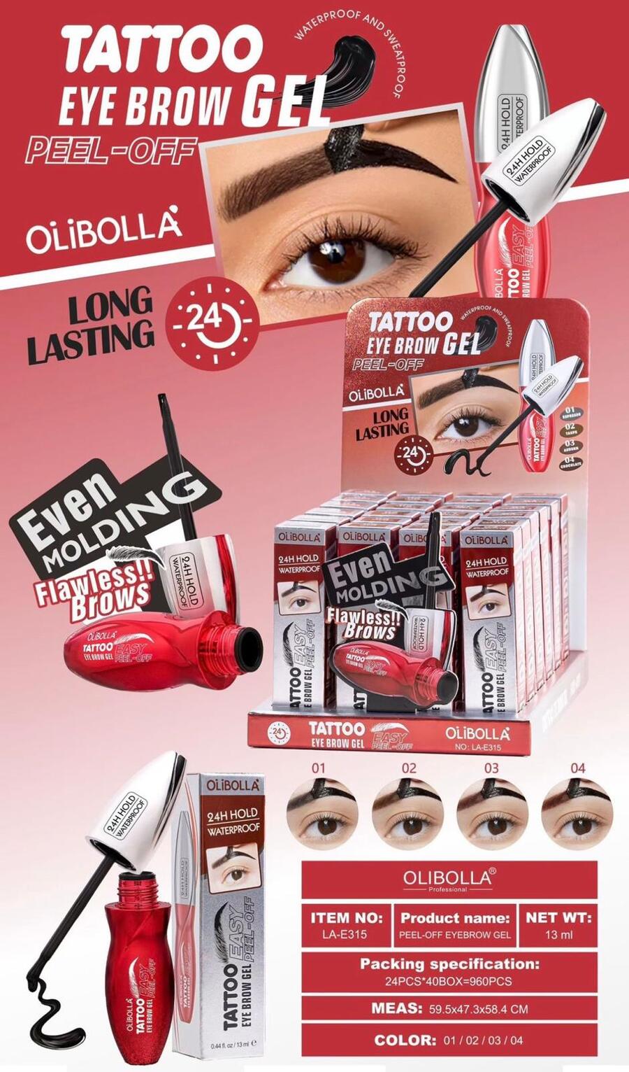 OLIBOLLA TATTOO EYE BROW GEL PEEL OFF
 [Conf.da 24 pezzi]