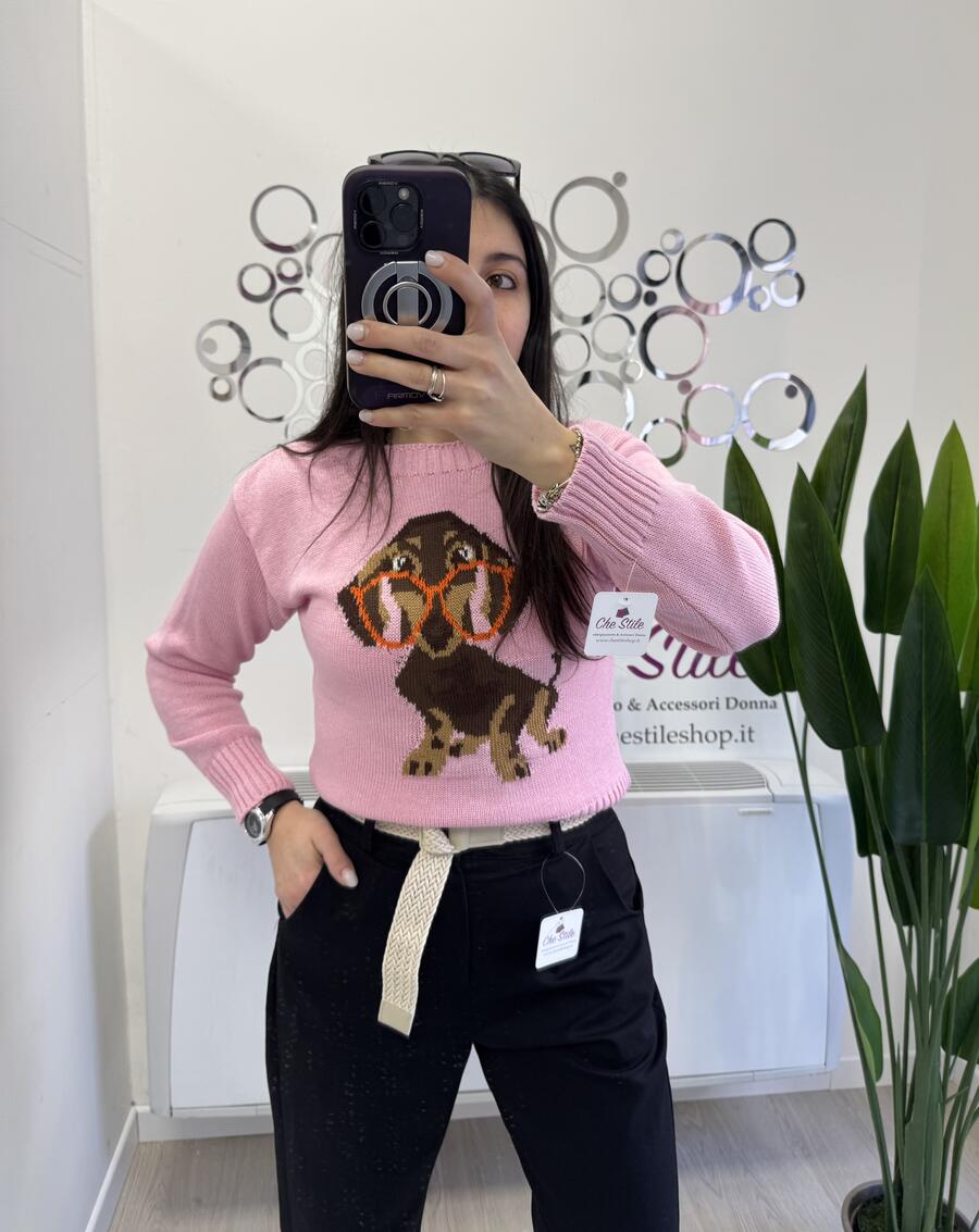 NOVITÀ Pull girocollo con bassotto