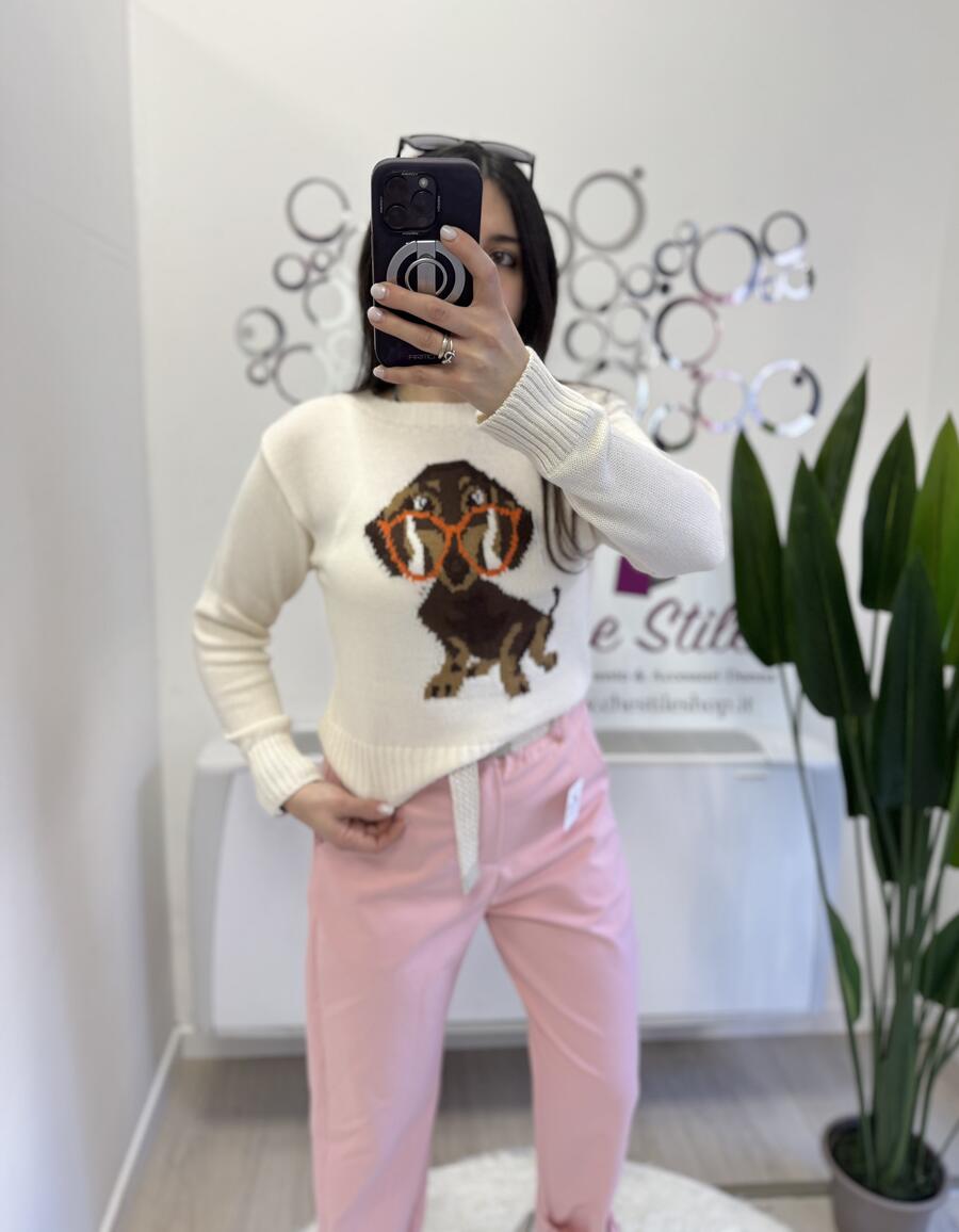 NOVITÀ Pull girocollo con bassotto