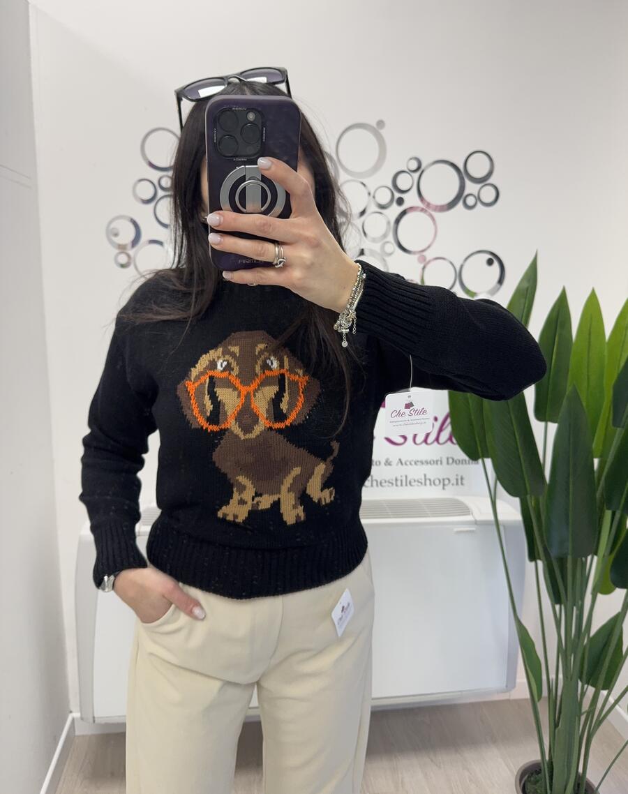 NOVITÀ Pull girocollo con bassotto